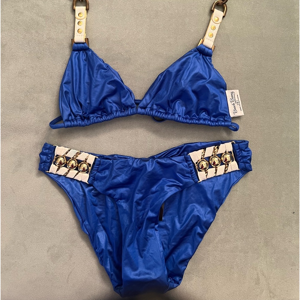 Beach Bunny Bikini 👙 Feels so Right Set Small top Med bottom NWT Royal Blue NEW